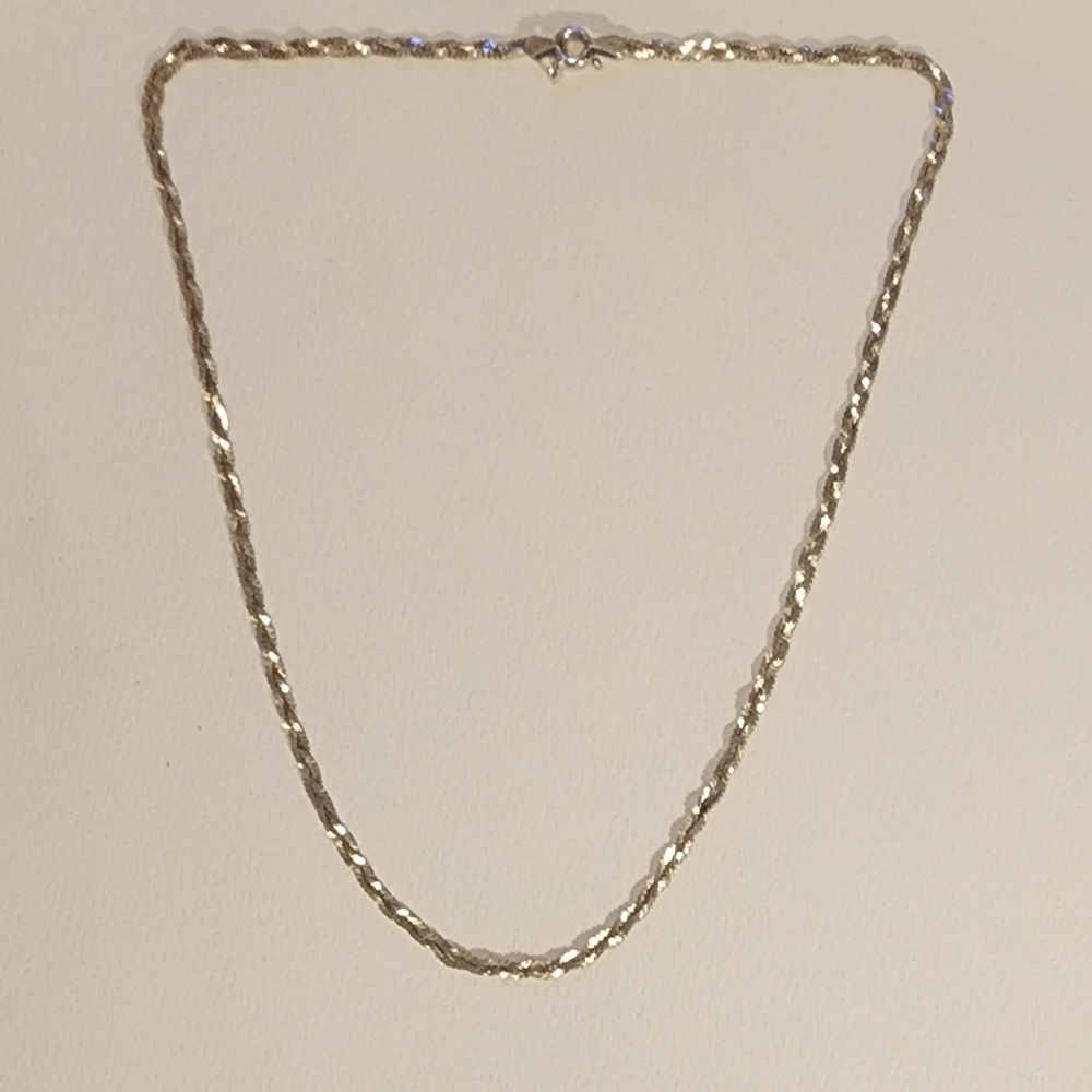 17" Vintage Sterling Silver Danecraft 925 Twisted  Braided Snake Chain Necklace
